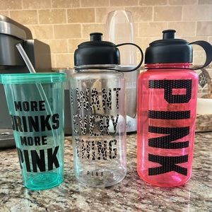 3 PINK water bottles